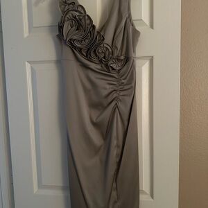 Donna Ricco One Shoulder Gray Dress